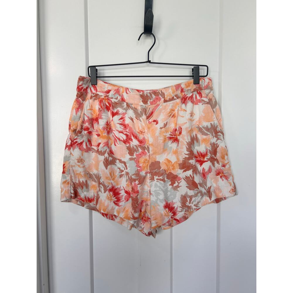 Abercrombie & Fitch Women's Floral Pull on Lounge Shorts Orange Red Size Large